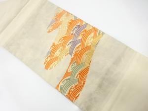 引箔　荒波模様織り出し　名古屋帯